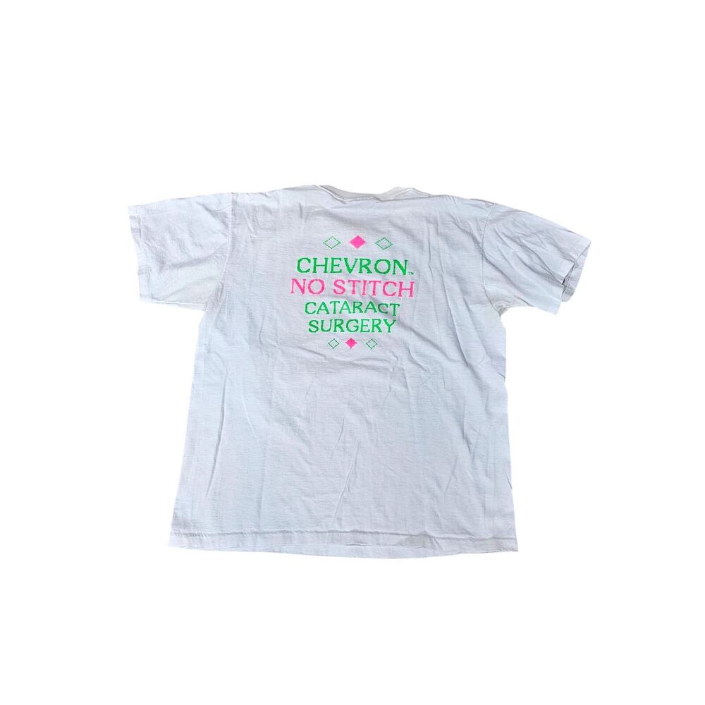 Chevron Eye Surgery White T-Shirt, Double Sided Graphic Sz XL 1990s